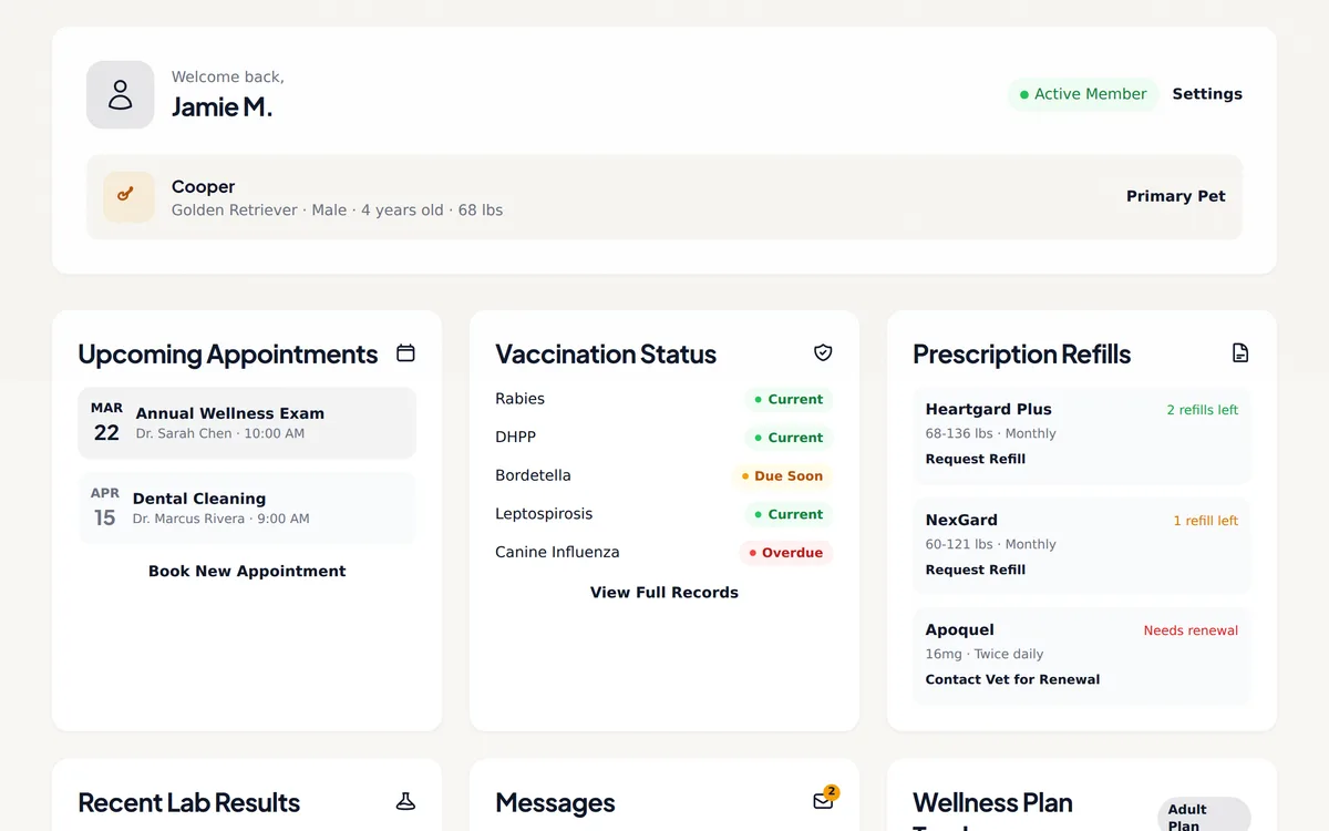 Pet Health Portal screenshot